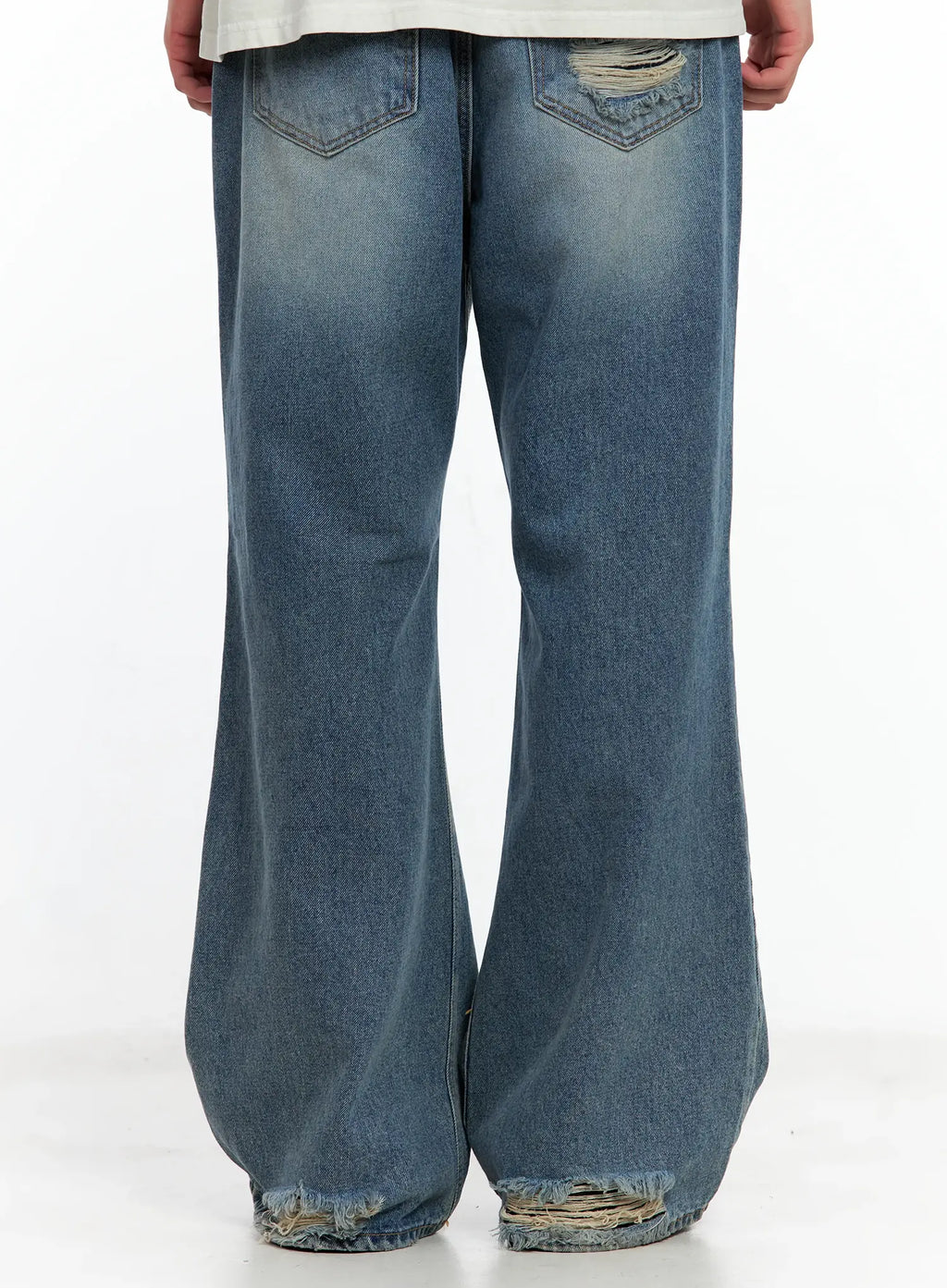 Men's Distressed Wide-Leg Denim Pants IL511