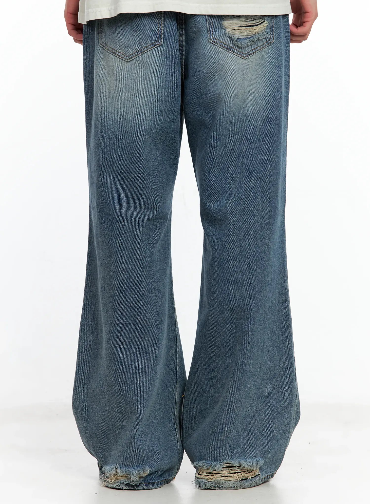 Men's Distressed Wide-Leg Denim Pants IL511