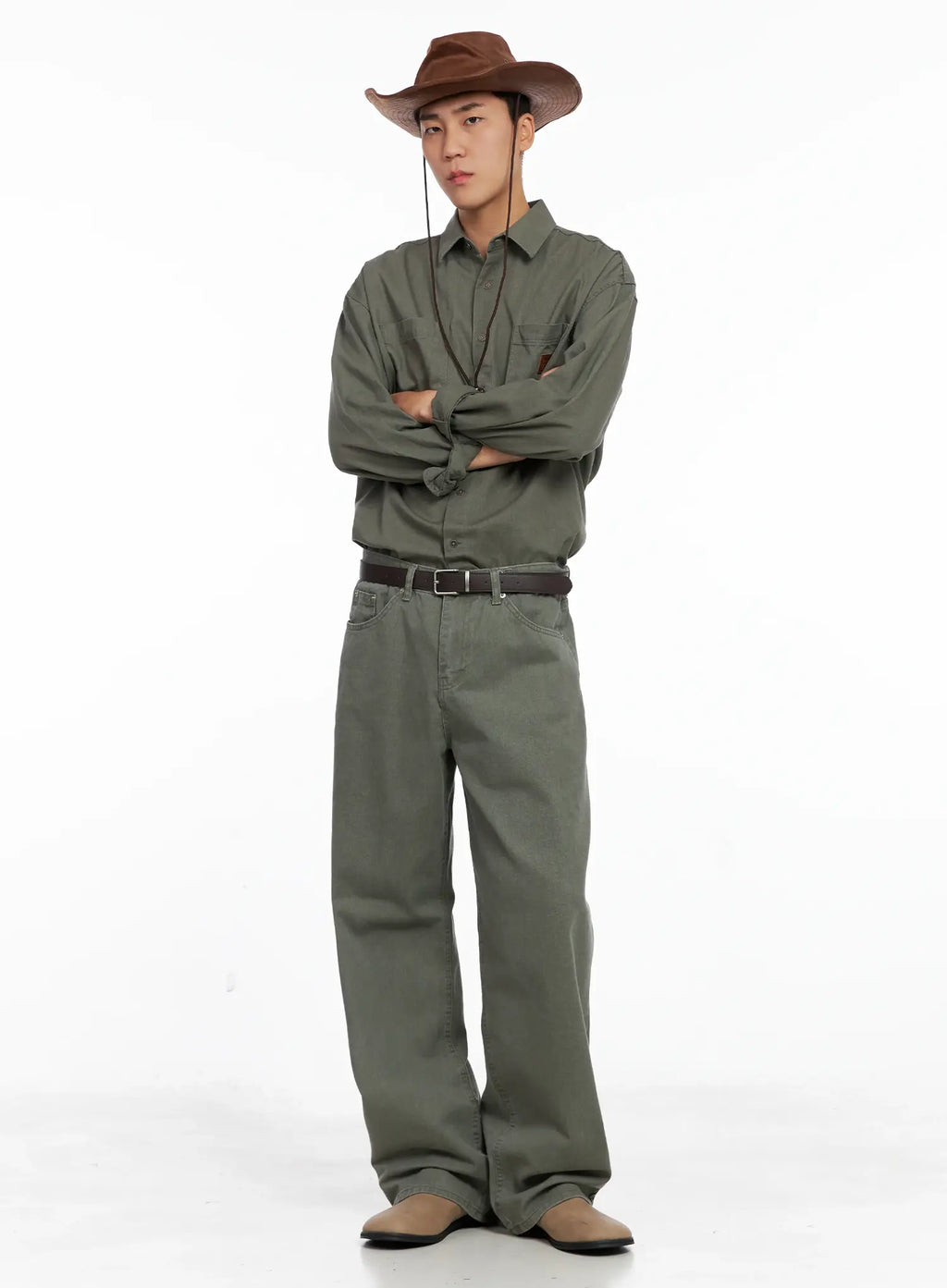 Men's Lost Baggy Jeans IG529 (Dark Green)