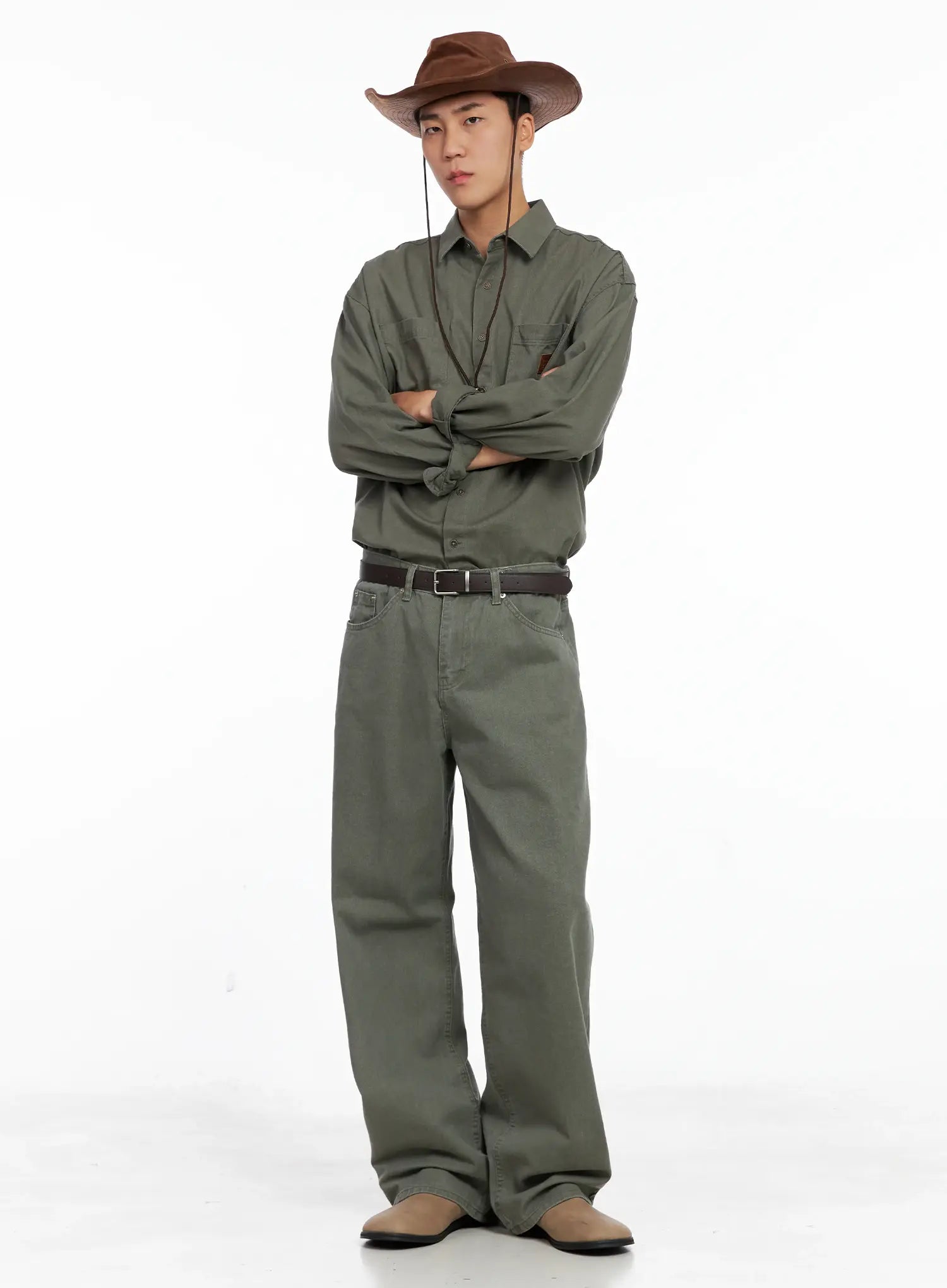 Men's Lost Baggy Jeans IG529 (Dark Green)