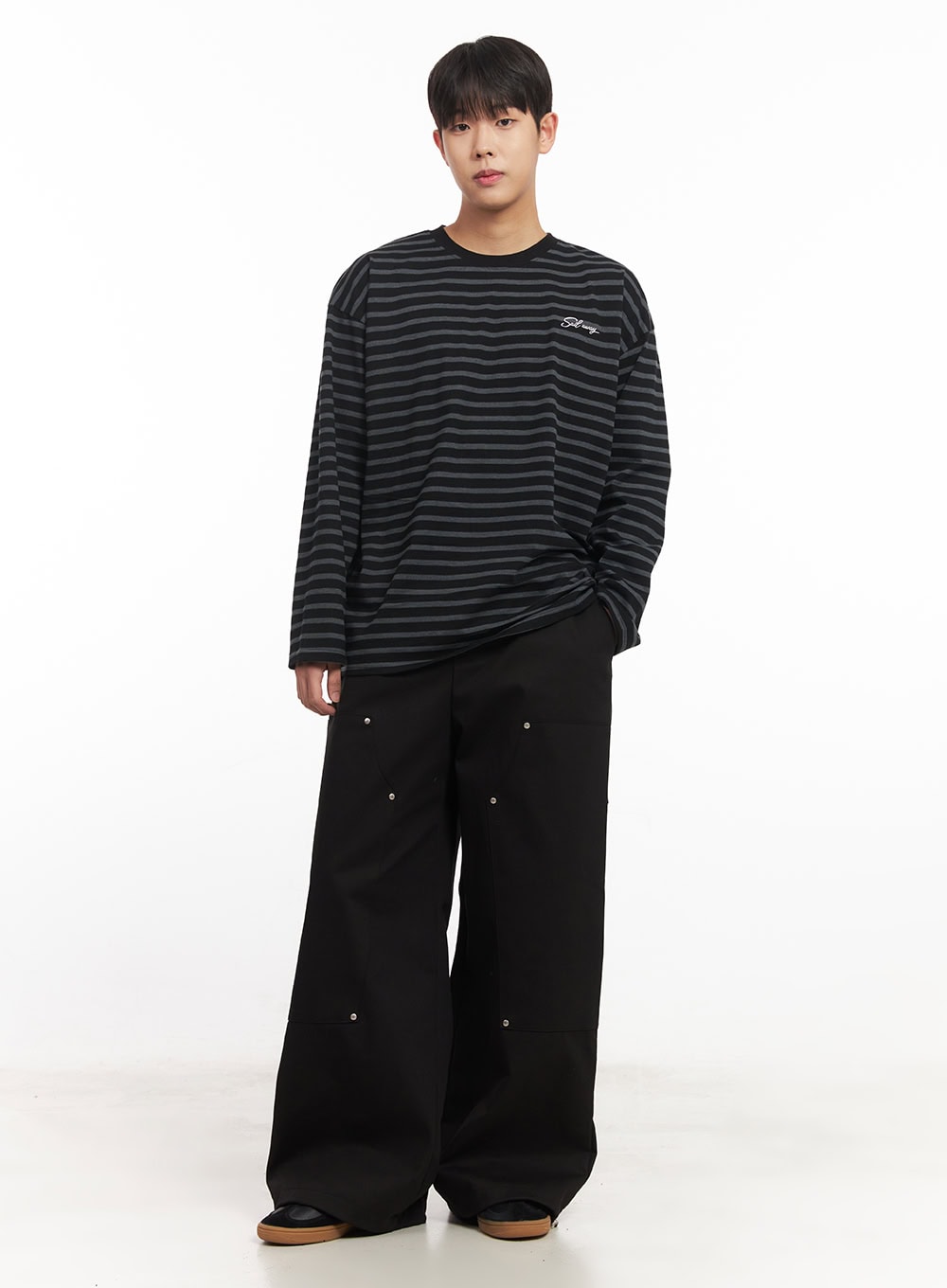 Men's Stud Cotton Wide-Leg Pants IM528