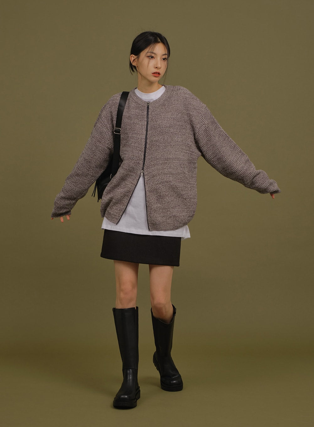 Loose Fit Knit with Two Way Zip