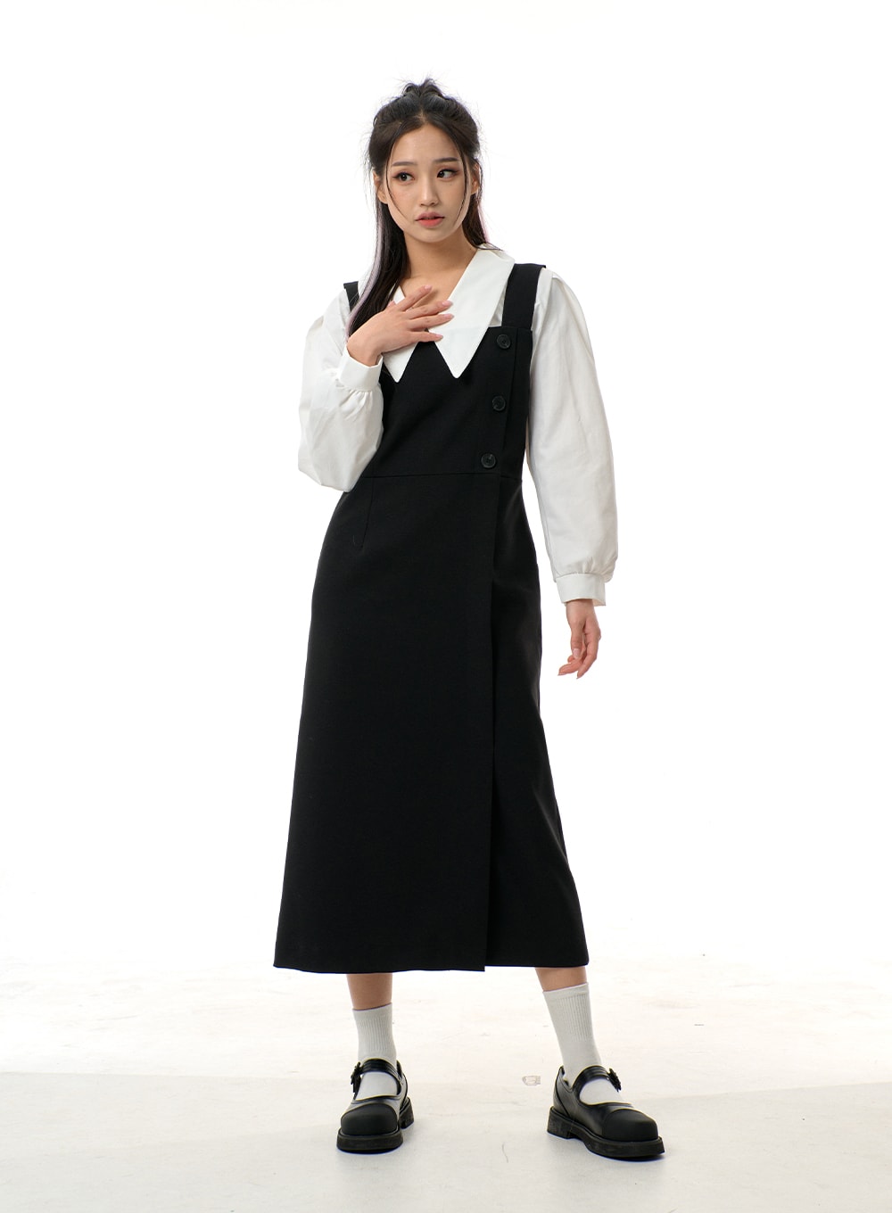 Side Button Detail Sleeveless Maxi Dress BJ312