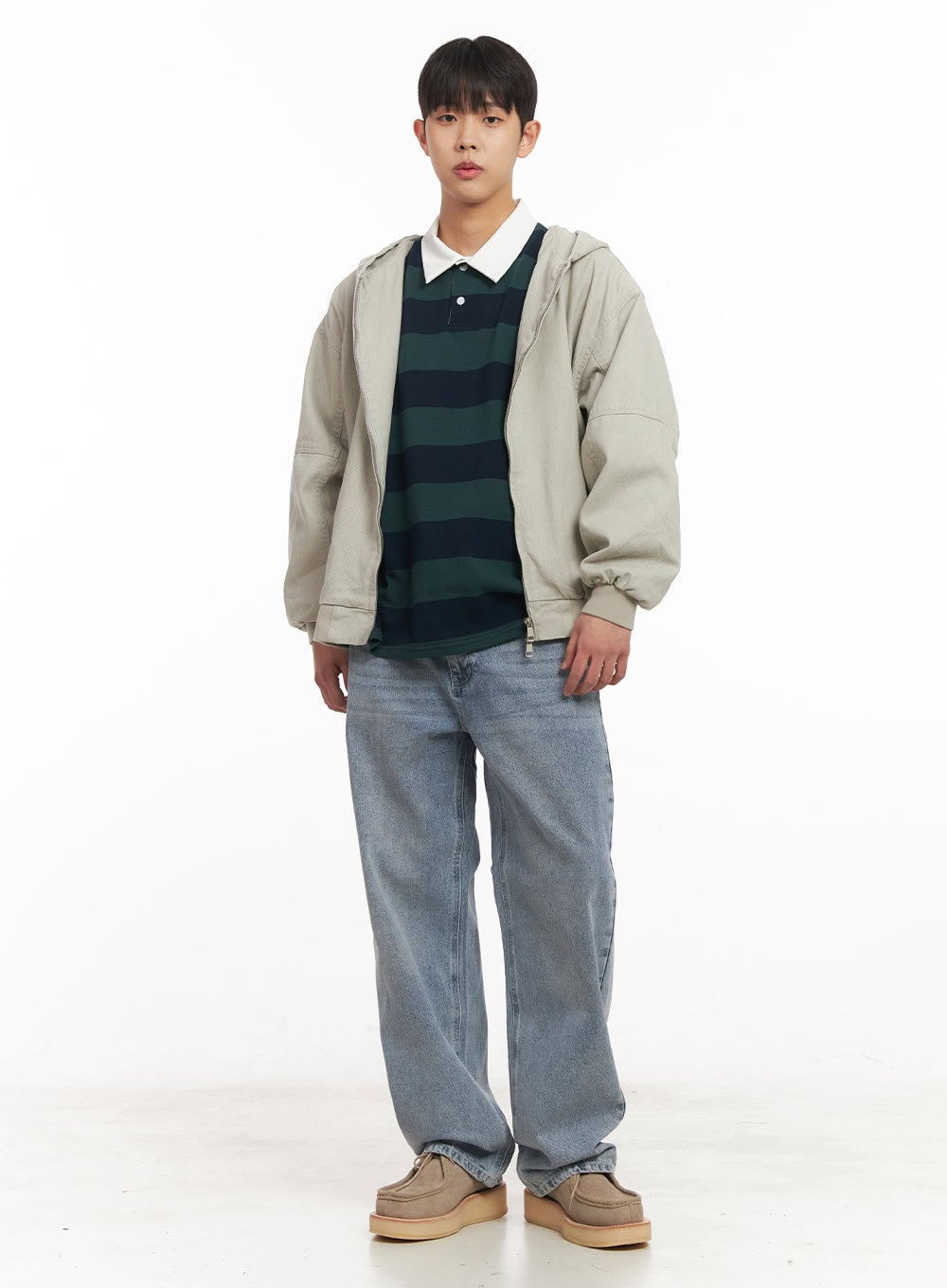 Men's Striped Long-Sleeve Collared Shirt IM514