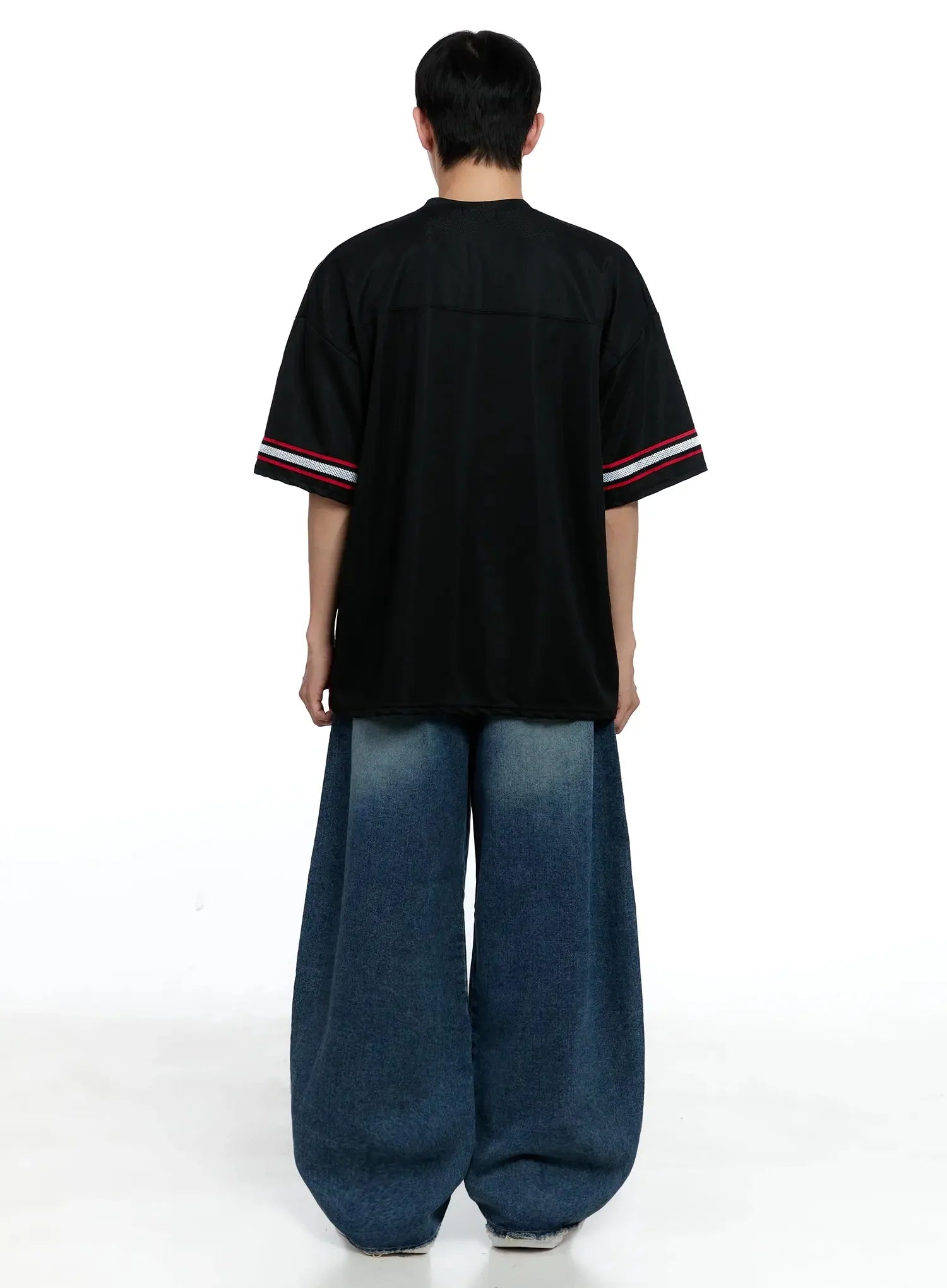 Men's Frayed Hem Baggy Jeans IG520