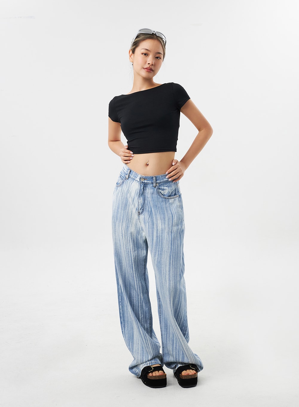 Stripe Baggy Jeans CU302