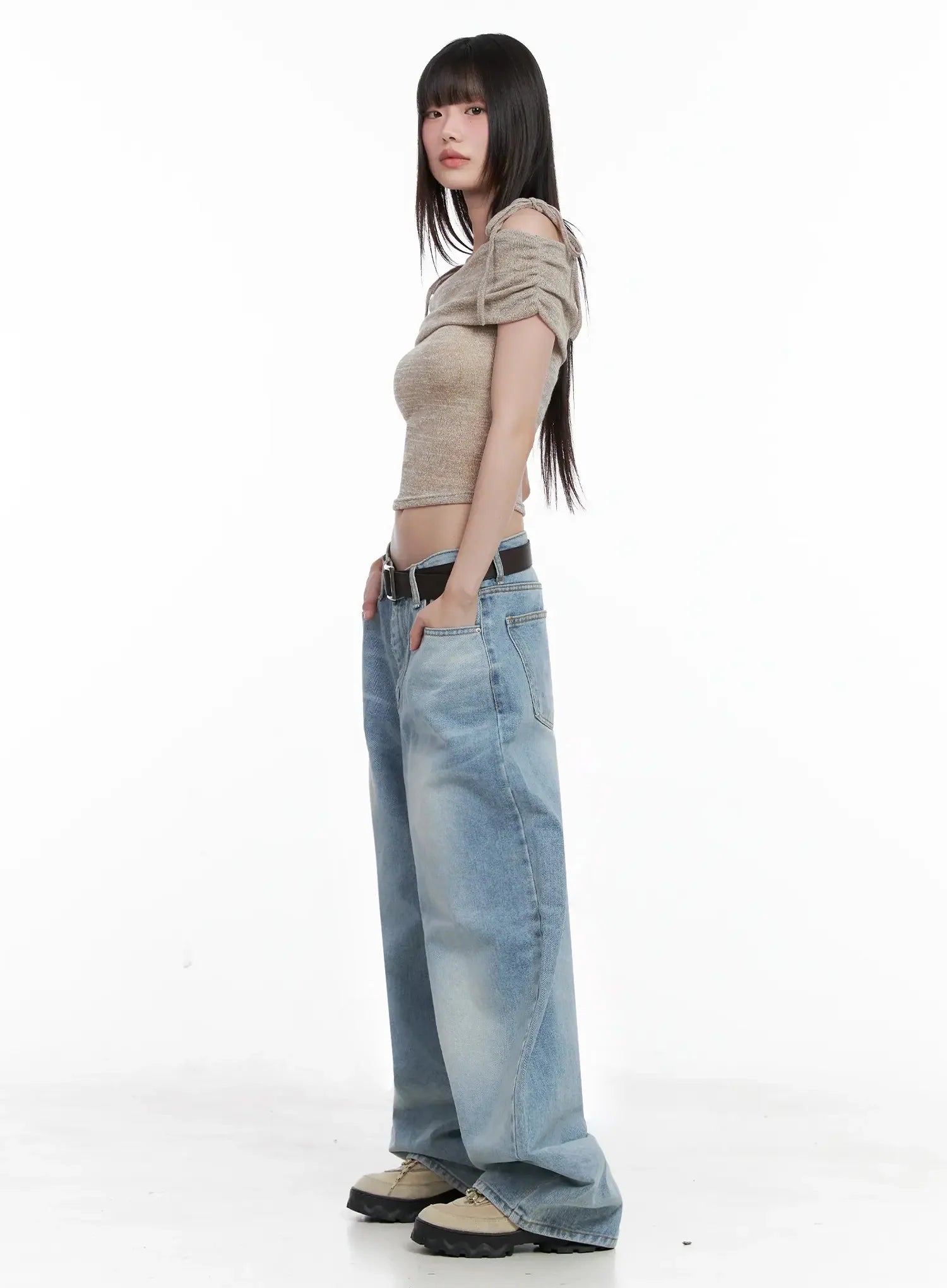 Textured Off-Shoulder Knit Top IL531