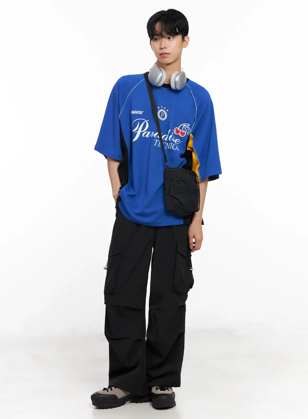 Men's Parachute Wide-Leg Cargo Pants IL504