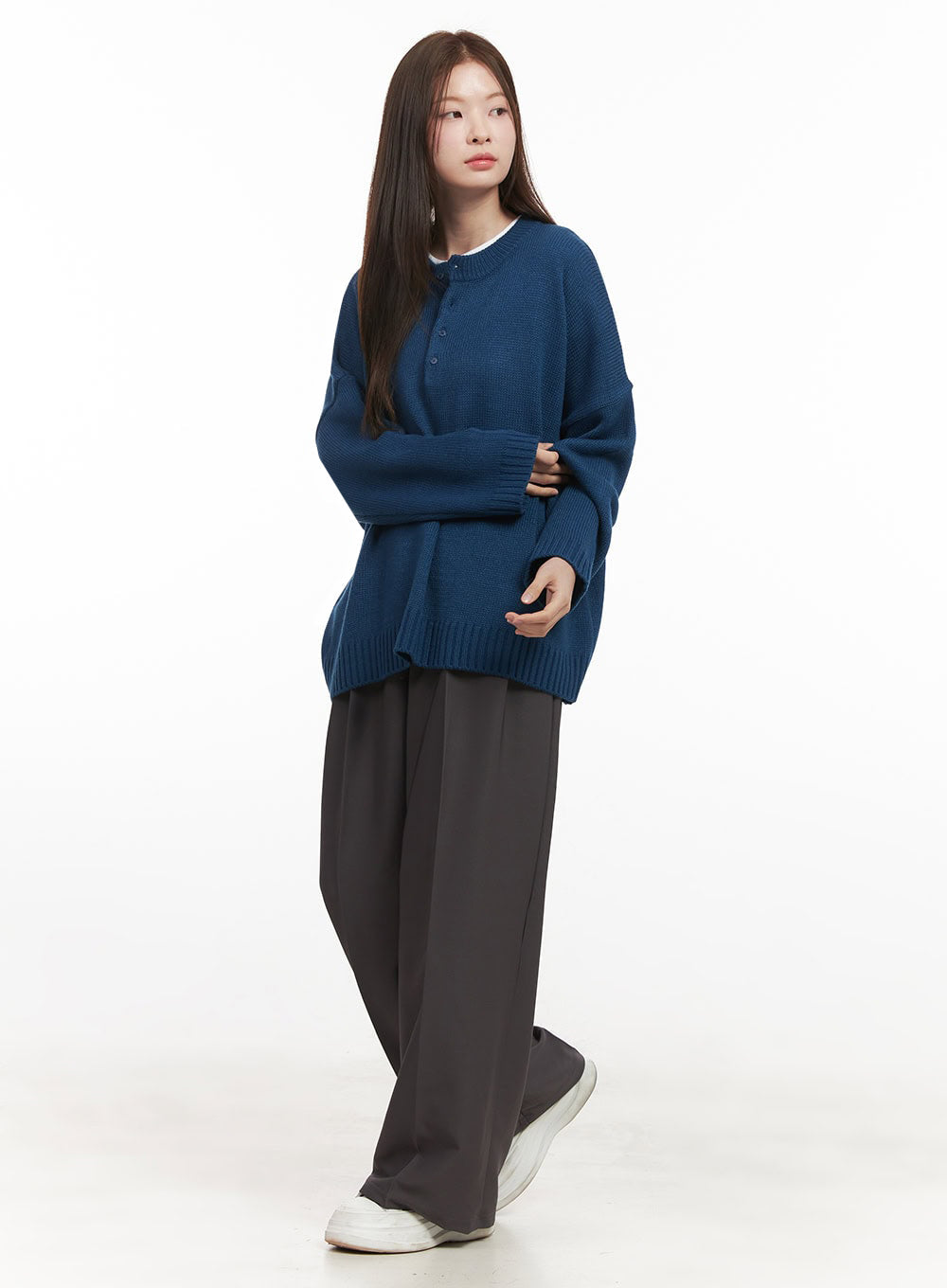 Oversized Half-Button Sweater IJ527