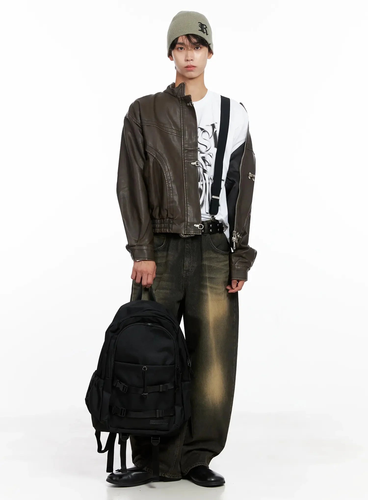 Men's Hook Faux Leather Jacket IO516