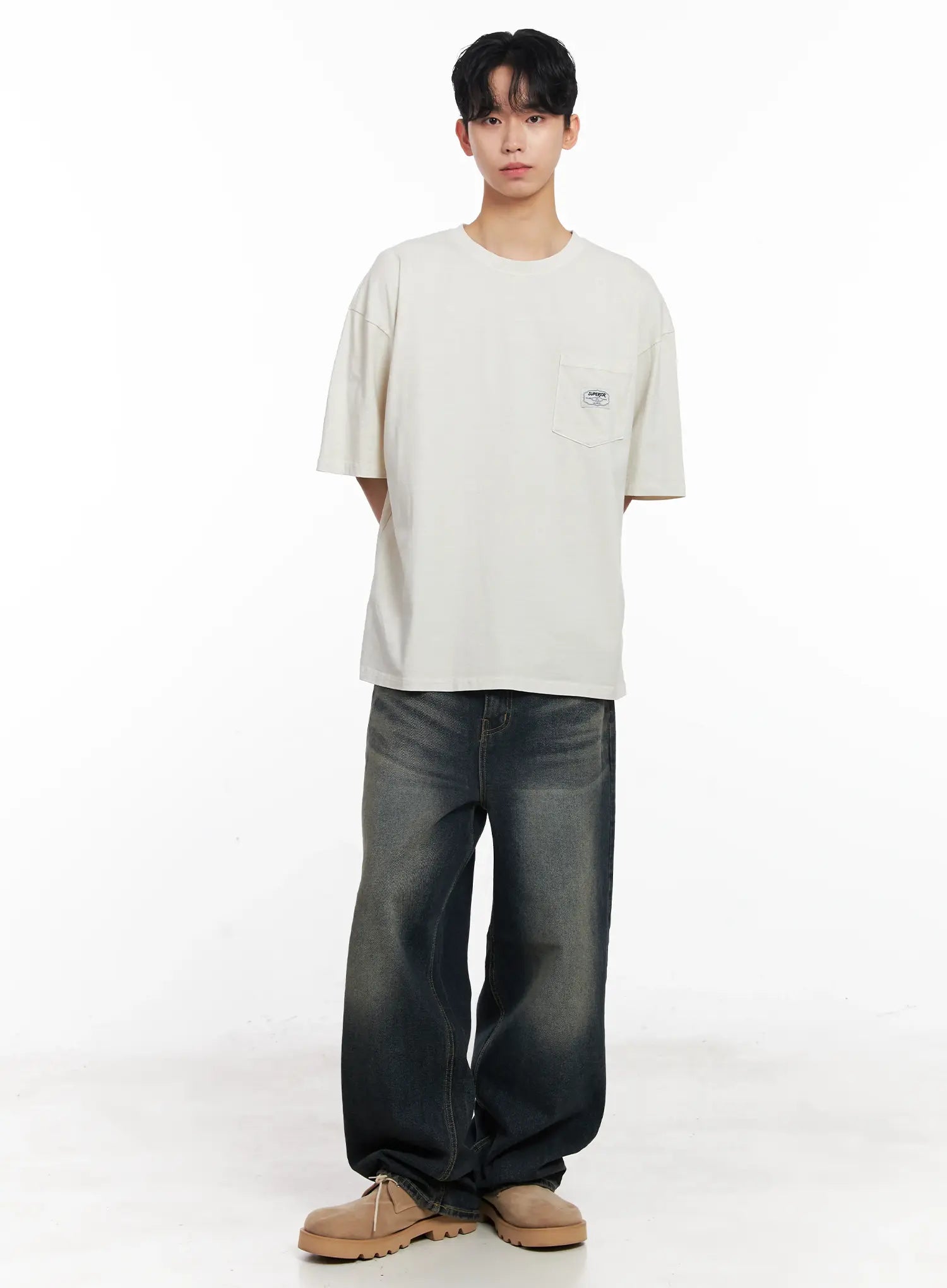 Men's Washed Baggy Jeans IU526