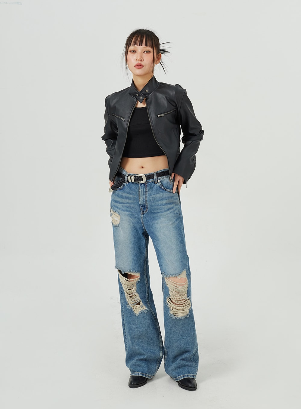 Standard Fit Faux Leather Jacket CM317