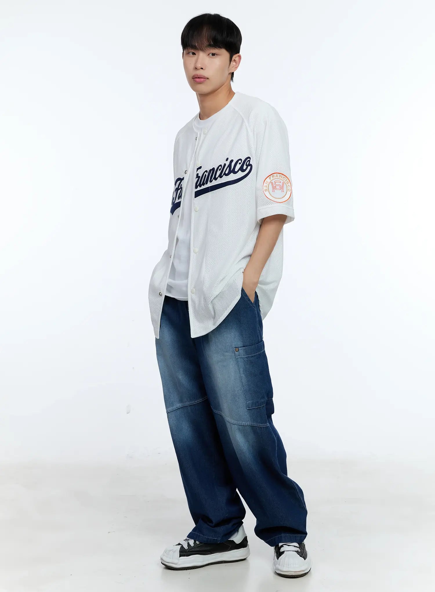 Men's Rivet Detail Wide Jeans IL517