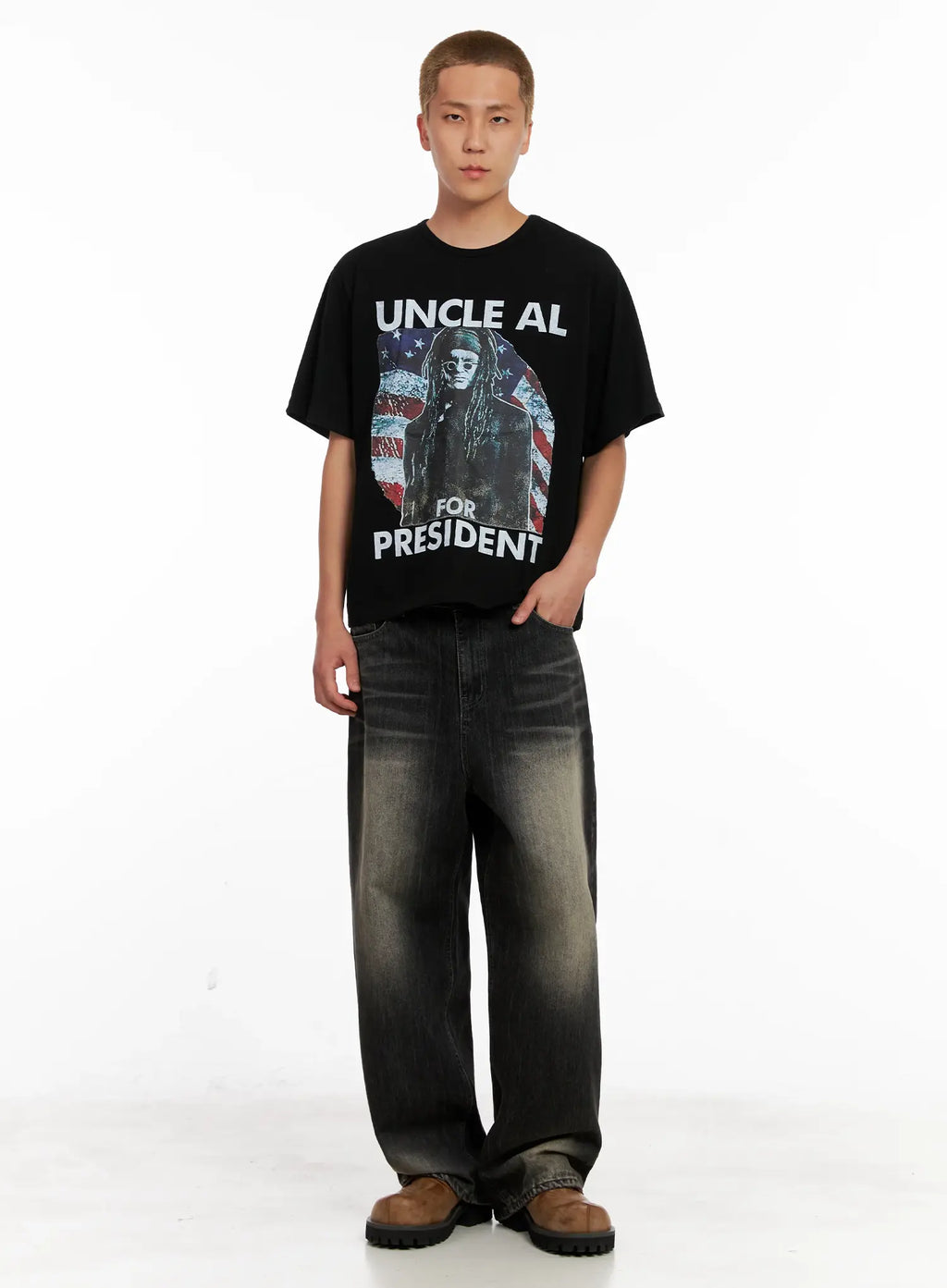 Men's Brushed Wide-Leg Denim Jeans IL521