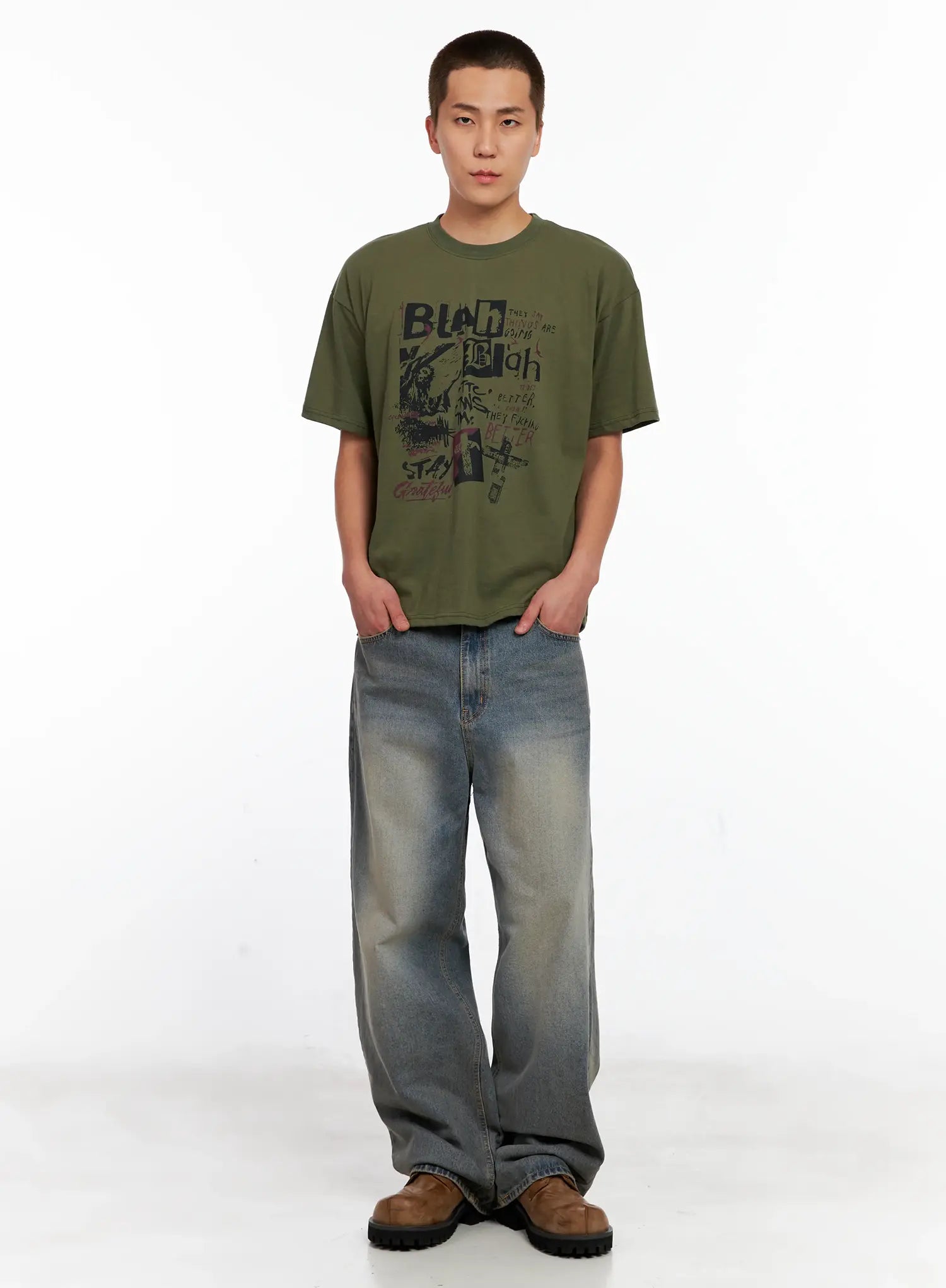 Men's Washed Vintage Denim Jeans IG511