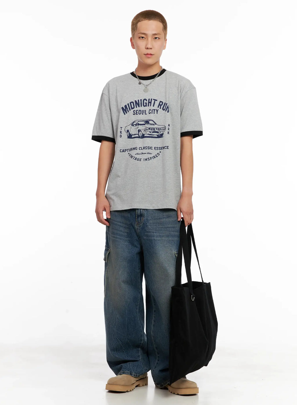 Men's Wide-Leg Cargo Denim Jeans IL518