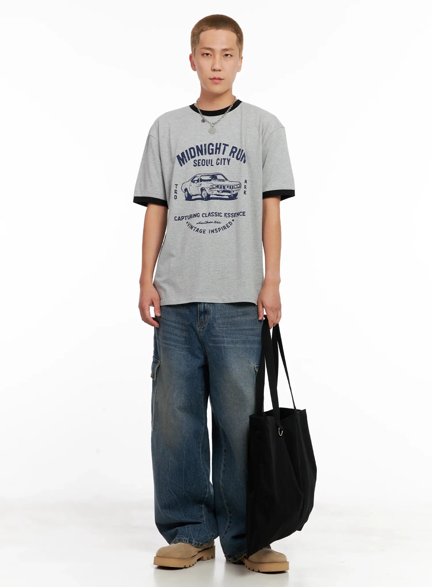 Men's Wide-Leg Cargo Denim Jeans IL518