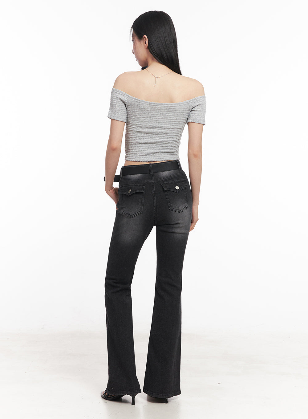 Off-Shoulder Boat-Neck Crop Top IY516