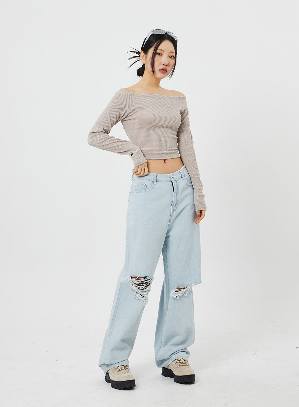 Back Tie Ribbed Knit Top CF316