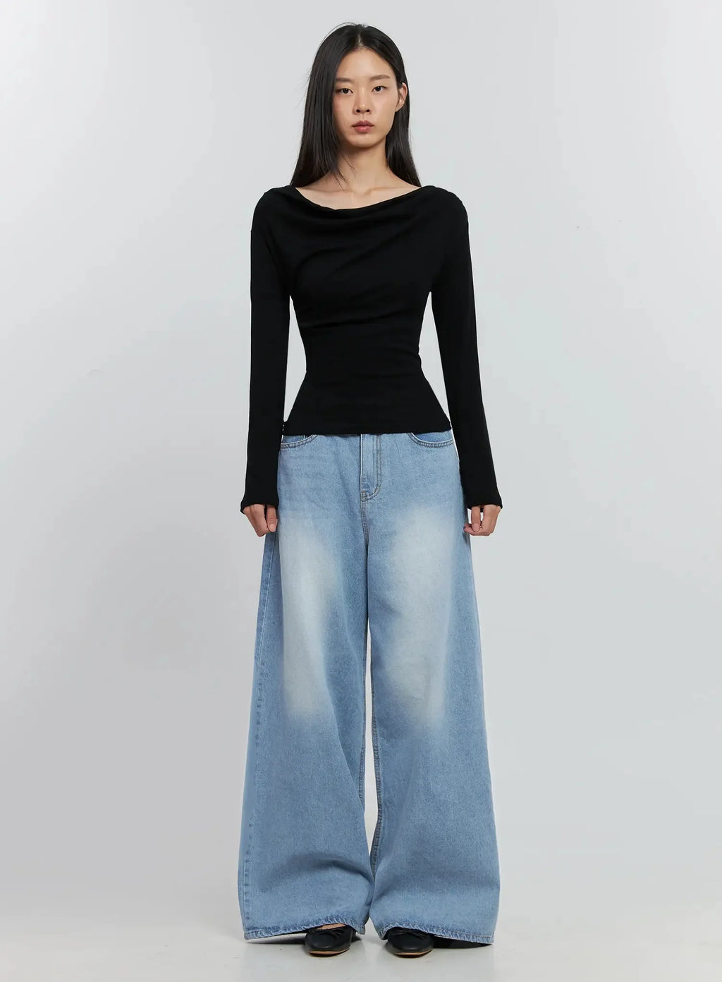 Asymmetric Long Sleeve Top IS516