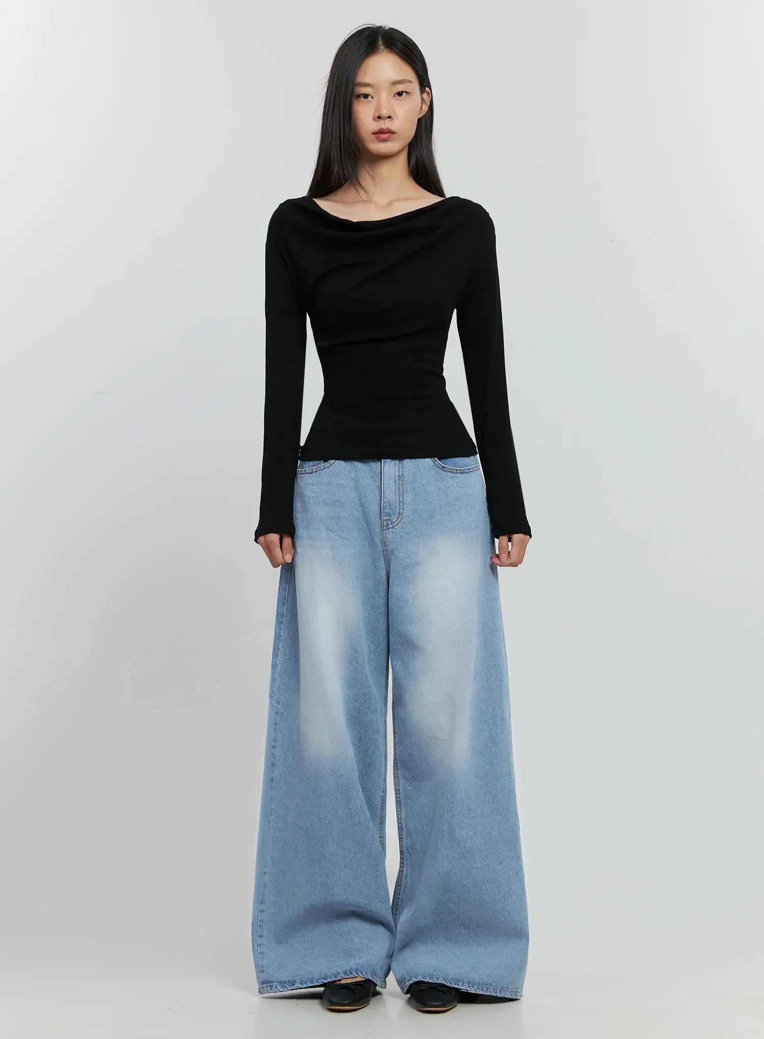 Asymmetric Long Sleeve Top IS516