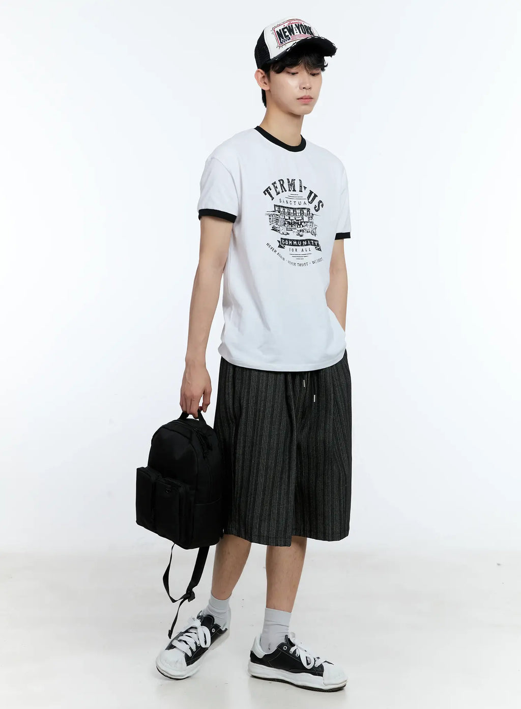 Men's Striped Pintuck Shorts IL529