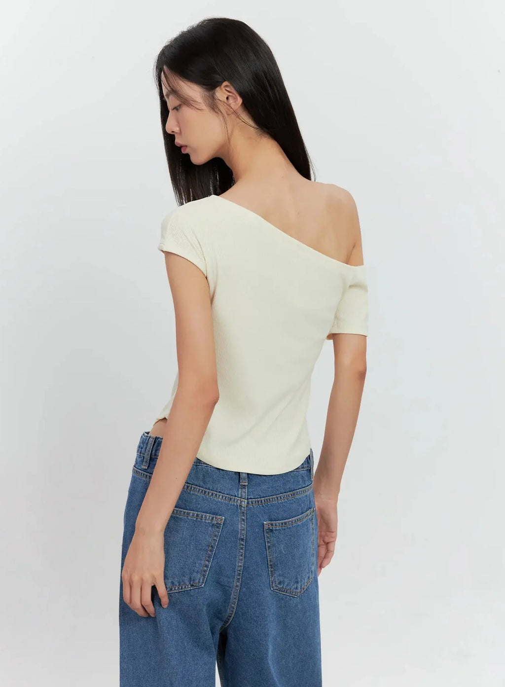 Asymmetric Ribbed Short-Sleeve IL528