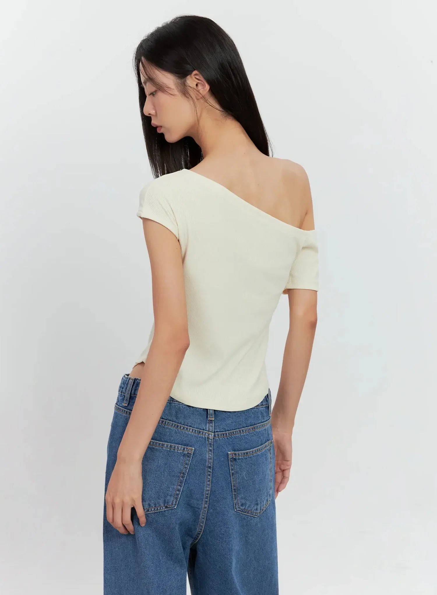 Asymmetric Ribbed Short-Sleeve IL528