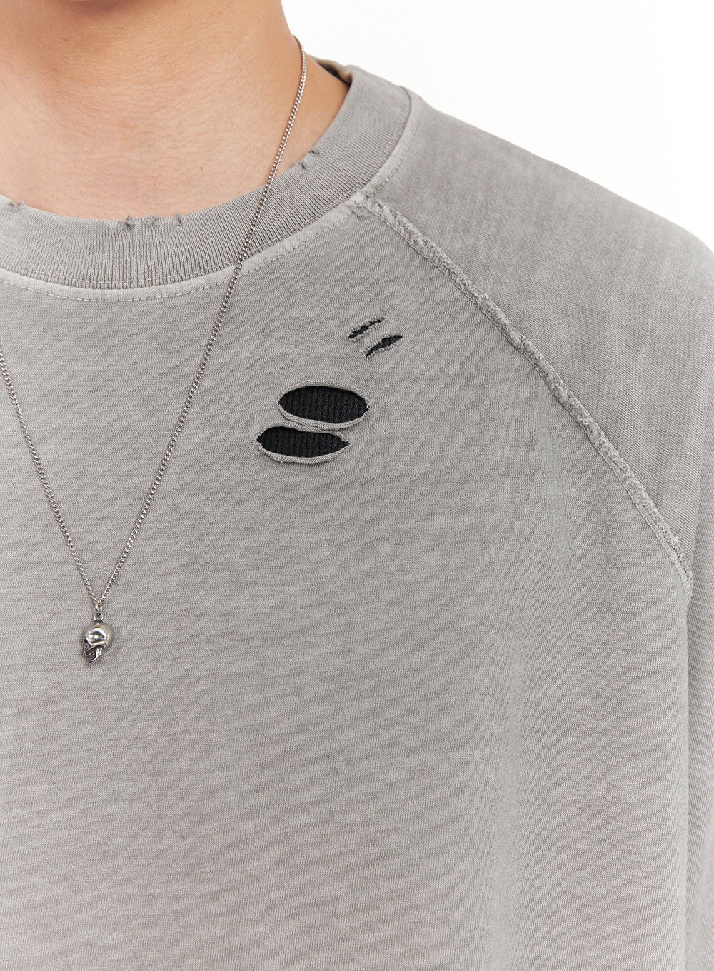 Distressed Washed Cotton T-Shirt IY506