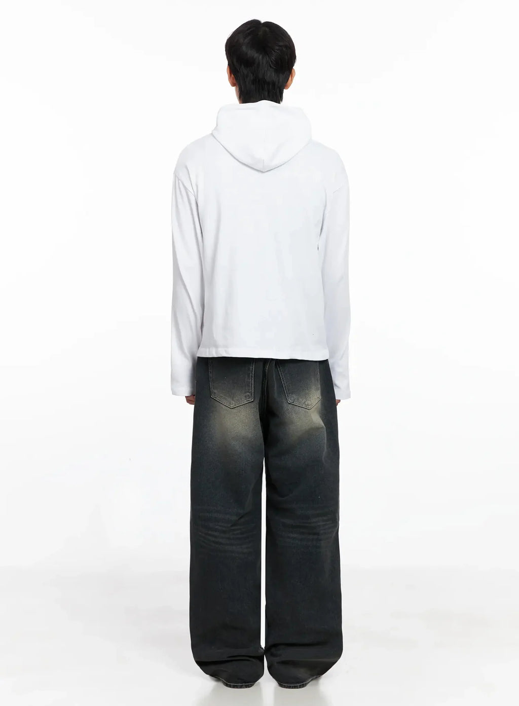 Men's Smoky Faded Wide Denim Jeans IO517