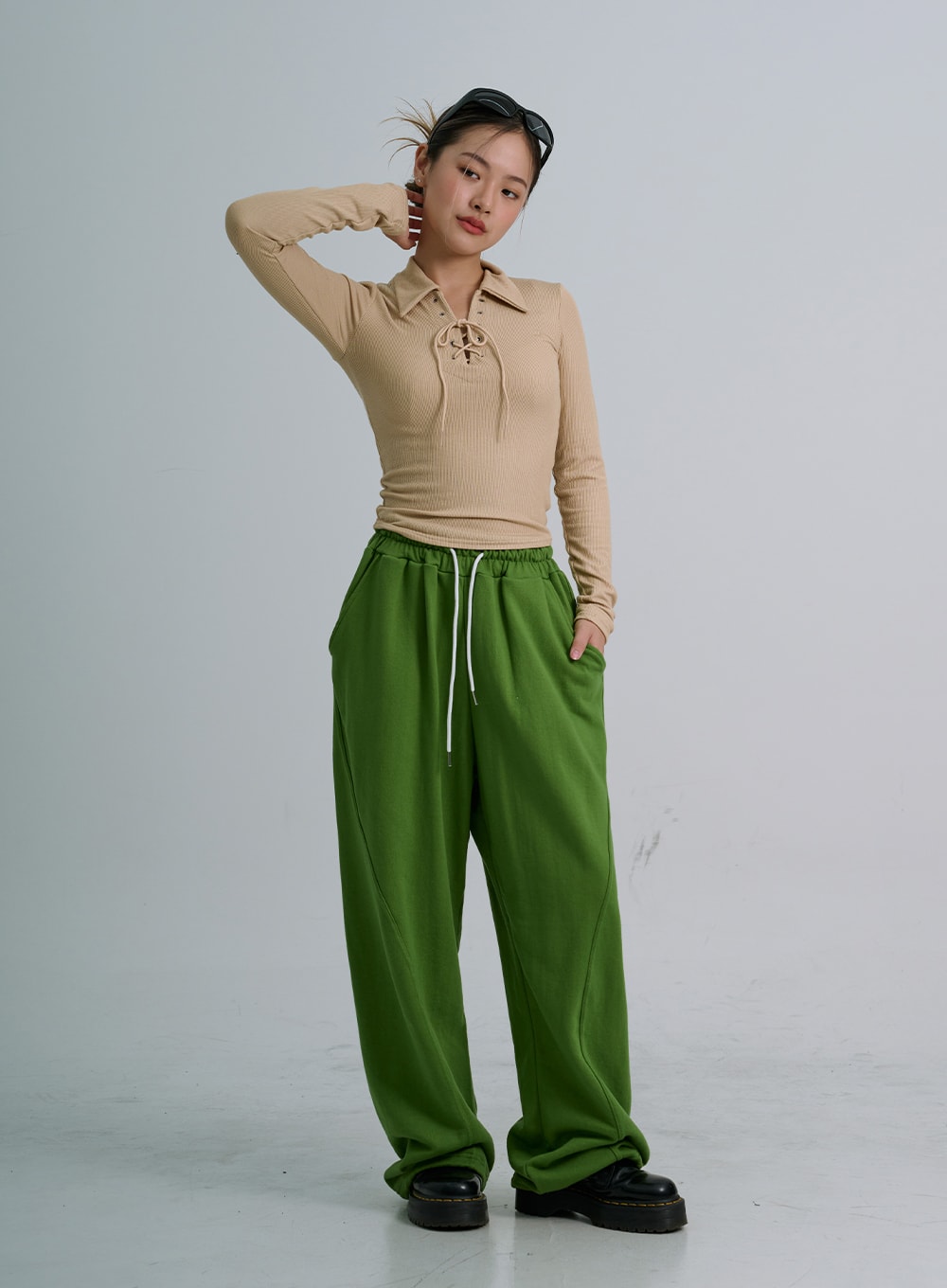 Neck Cross String Collar T-Shirt CO20