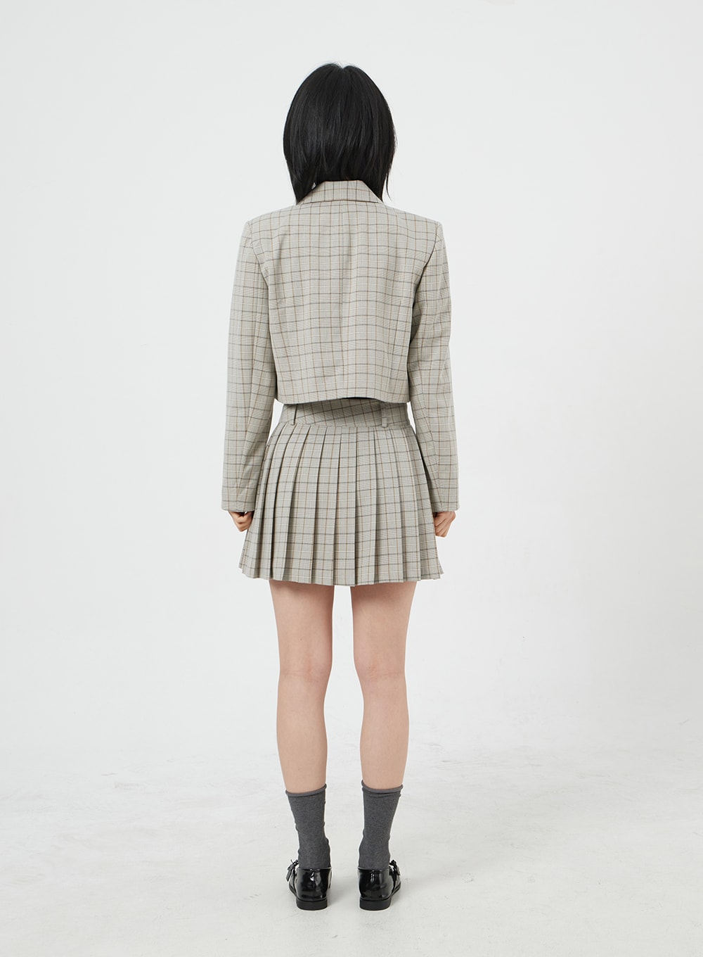 Cropped Plaid Jacket OM327