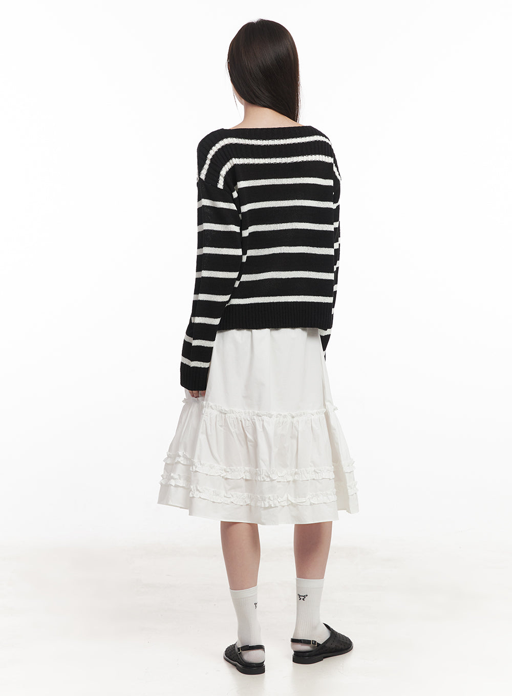 Stripe Boat-Neck Knit Sweater IY509