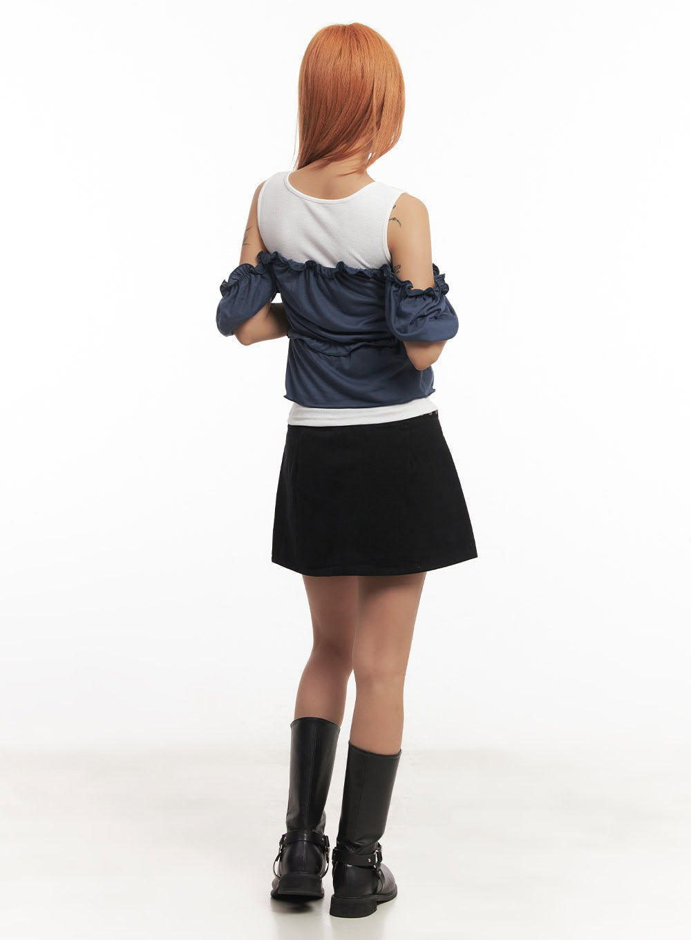 Frill Off-Shoulder Crop Blouse Top IA517