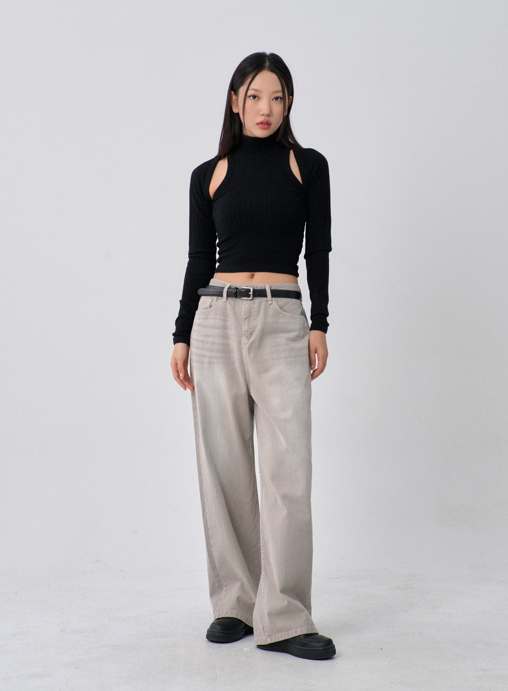 Knit Turtleneck Tank Top And Bolero Set CN11