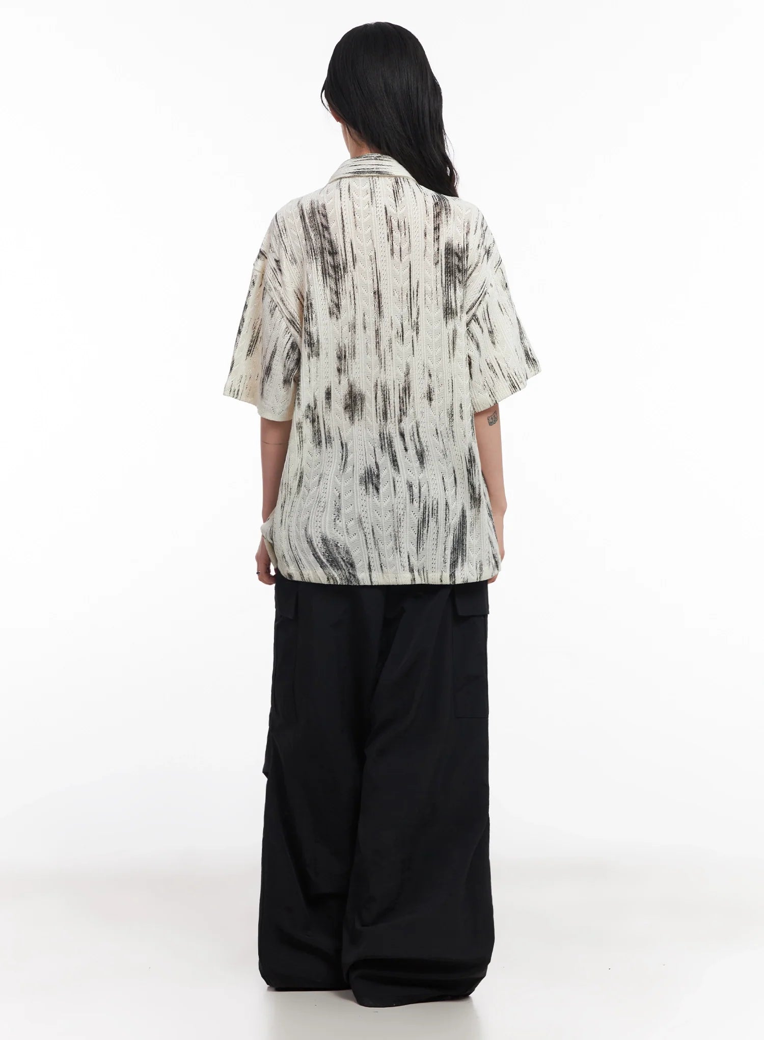 Black Utility Wide-Fit Cargo Pants IC503