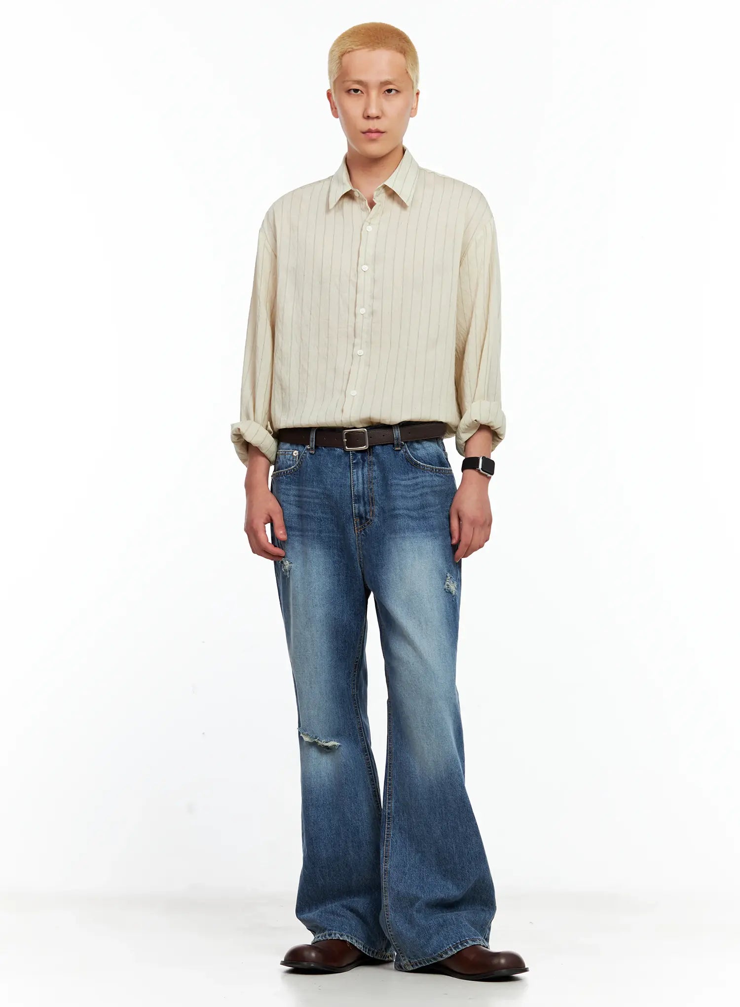 Men's Linen Button-Up Shirt IL514