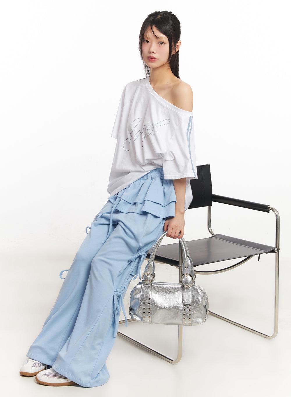 Frill Skirt-Layered Ribbon Sweatpants IY502