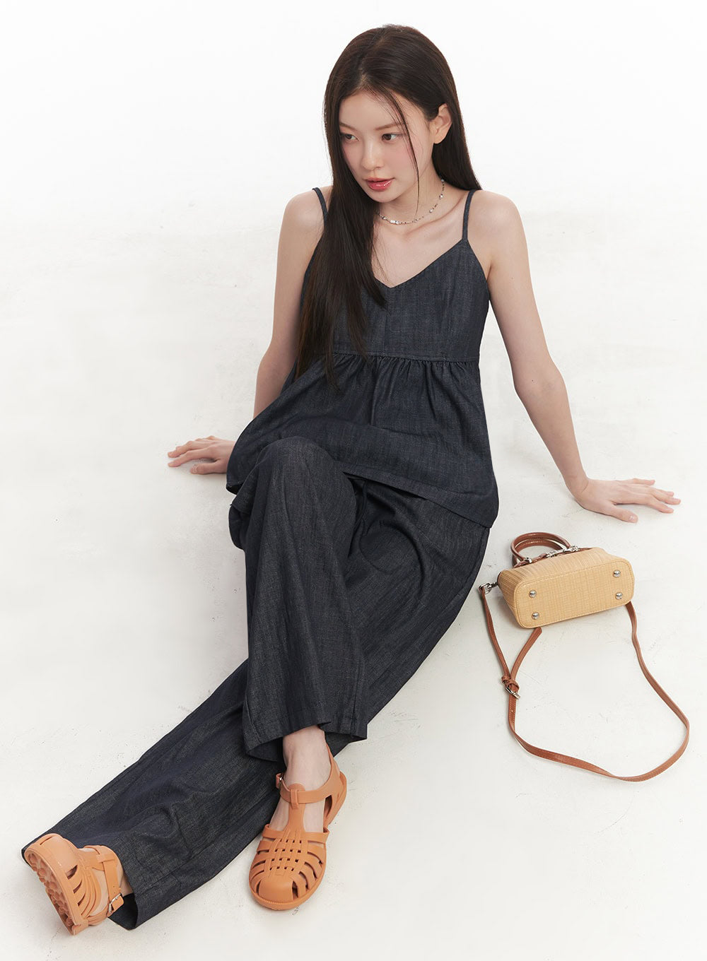 Cotton Denim Wide-Leg Pants IY509