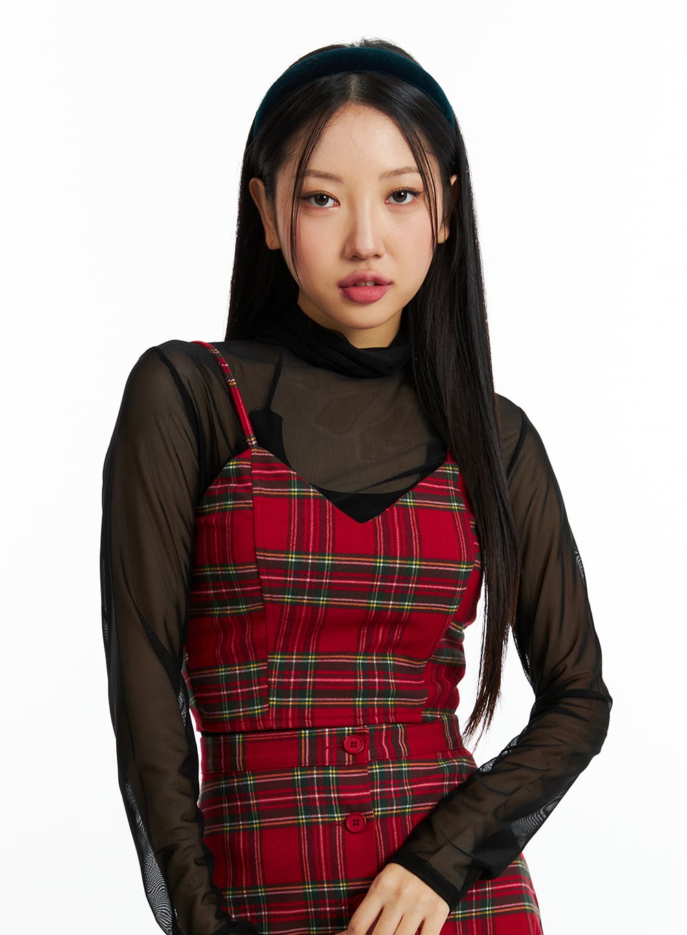 Plaid V Neck Bustier IN323