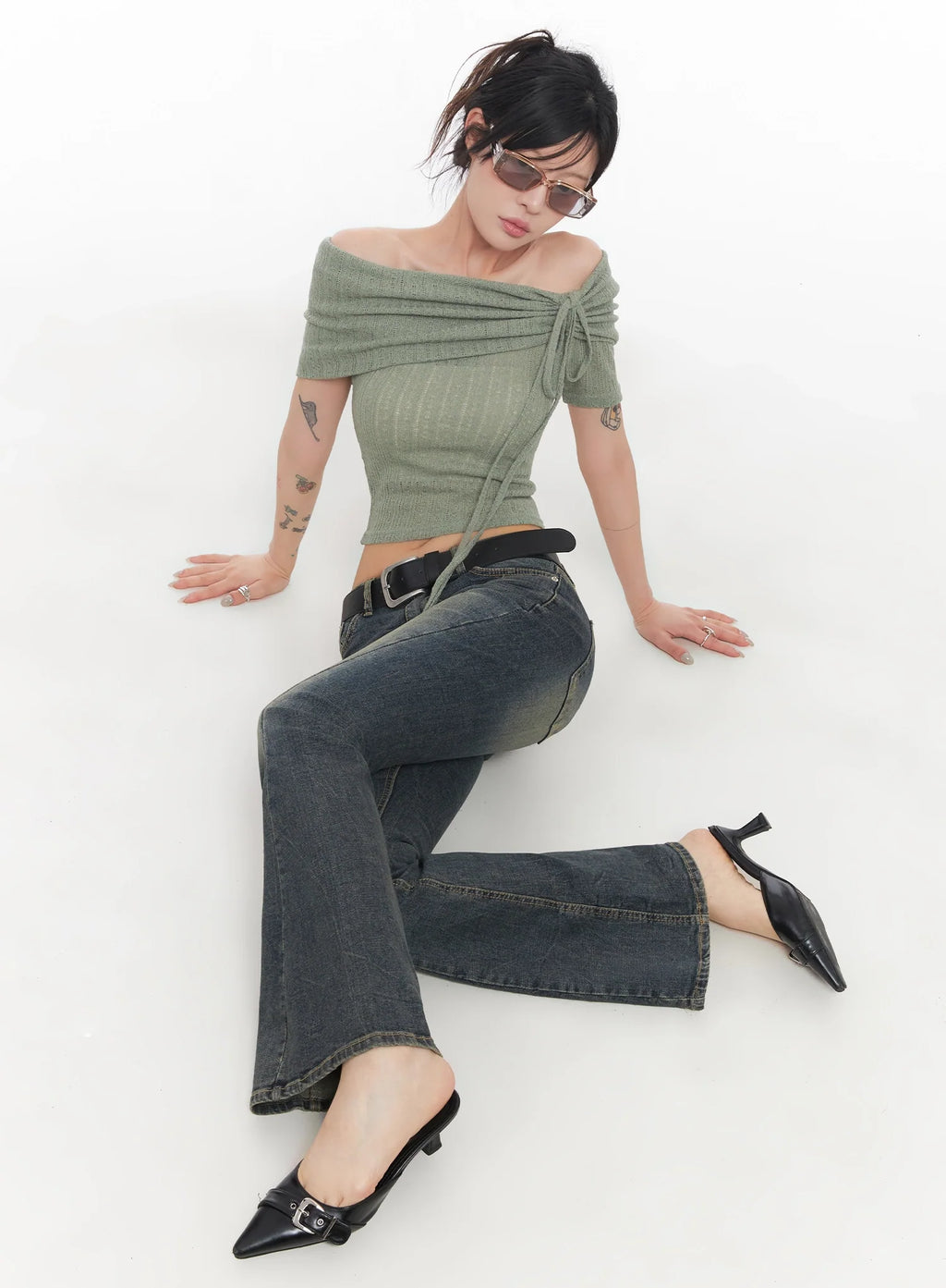 Asa Flared Seamline Denim Pants  IC503