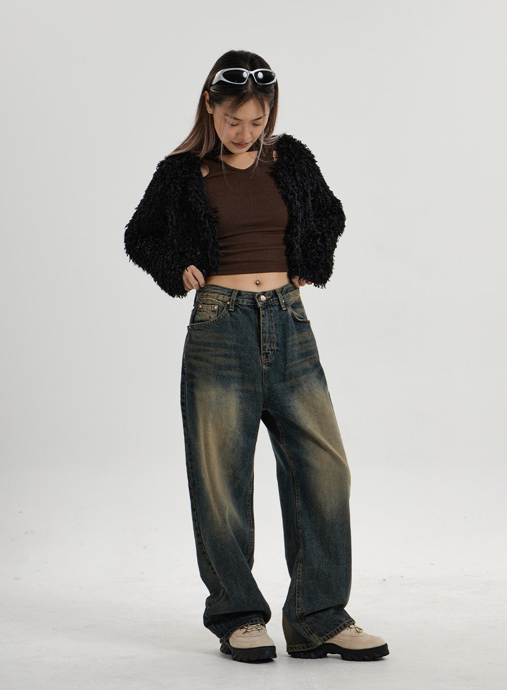Vintage Washing Wide Leg Denim Pants CN14