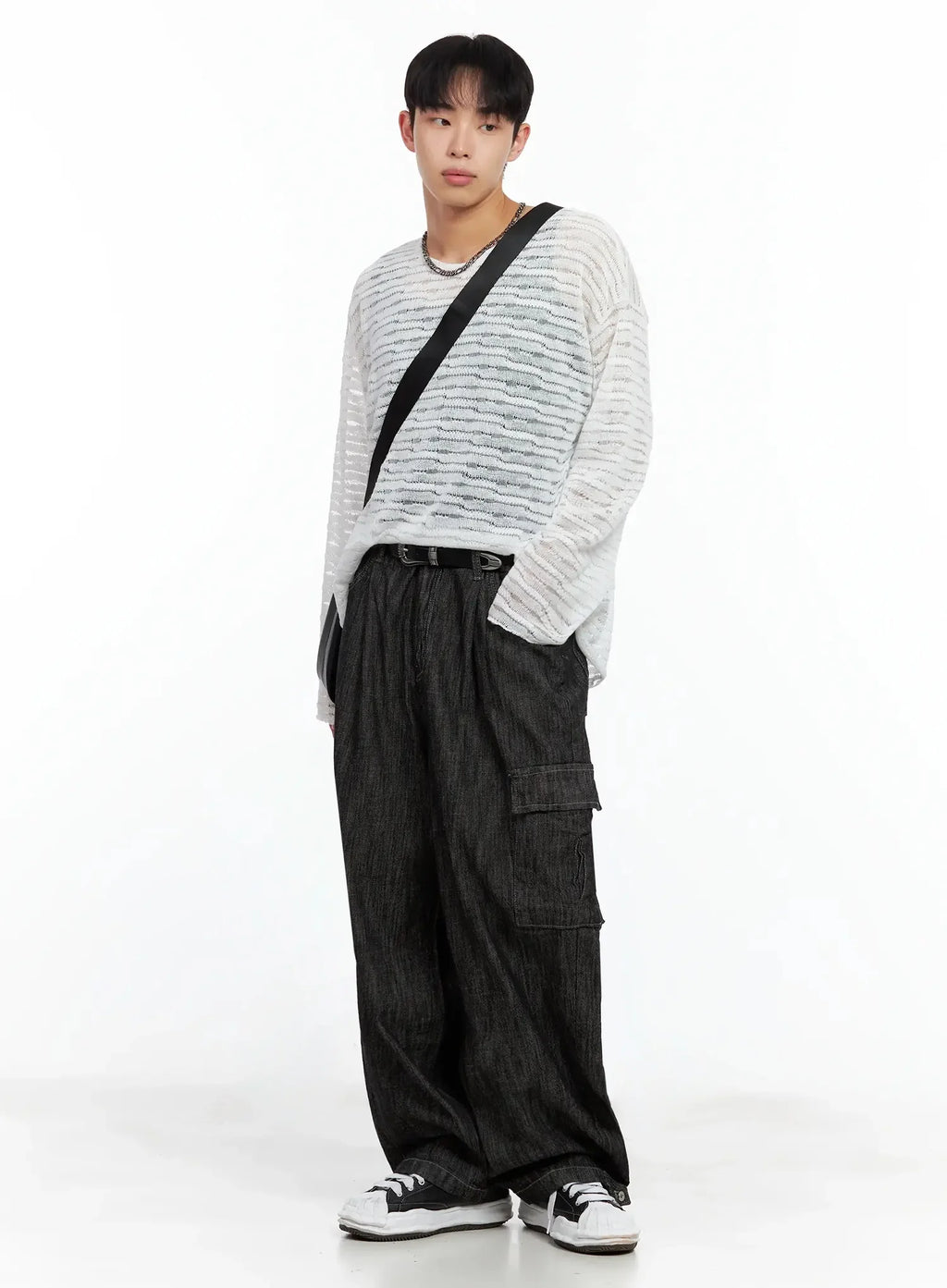 Men's Striped Knit Long-Sleeve Top IL516