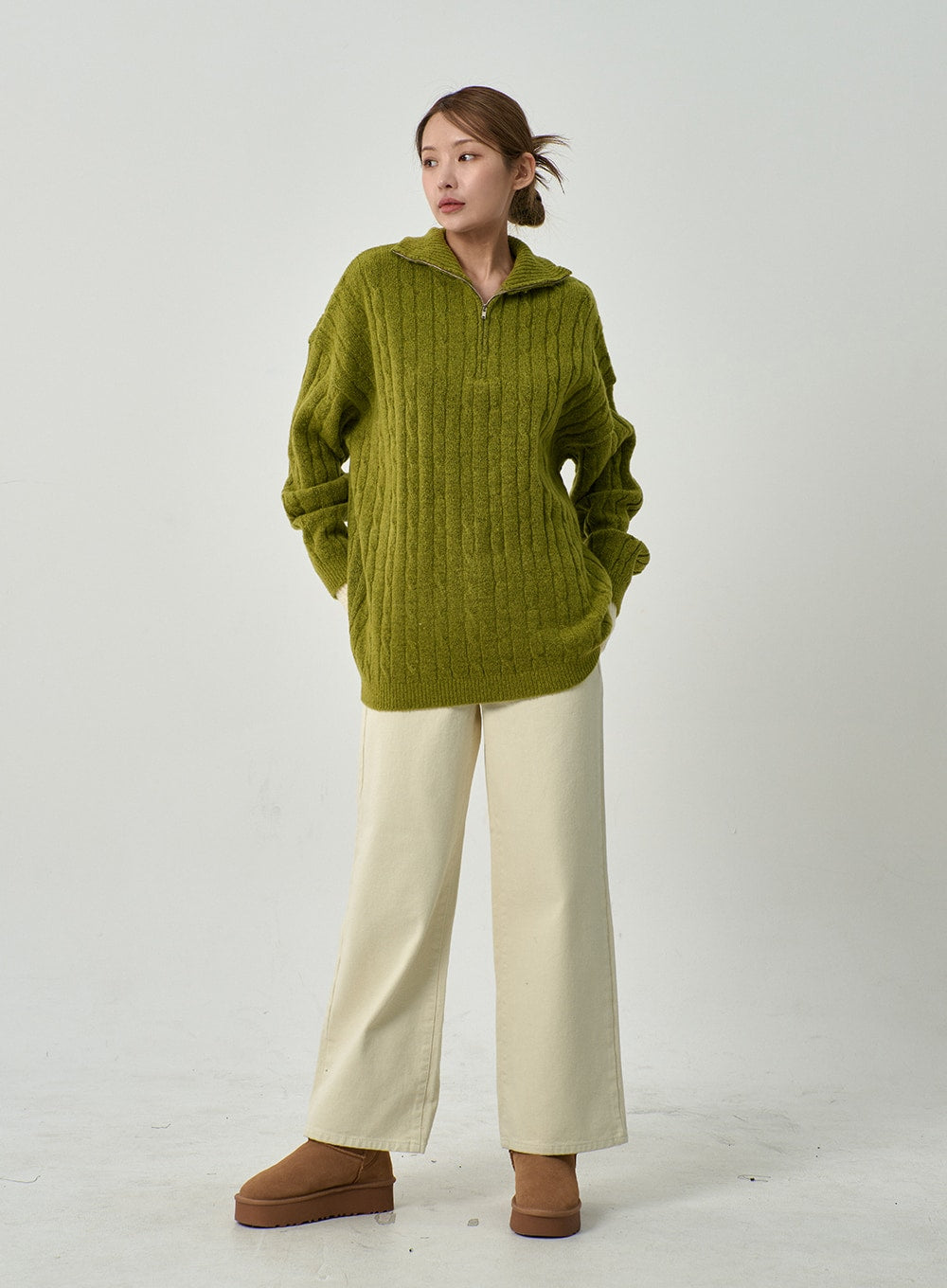 Twist Pattern Zip-Up Knit Unisex CD12