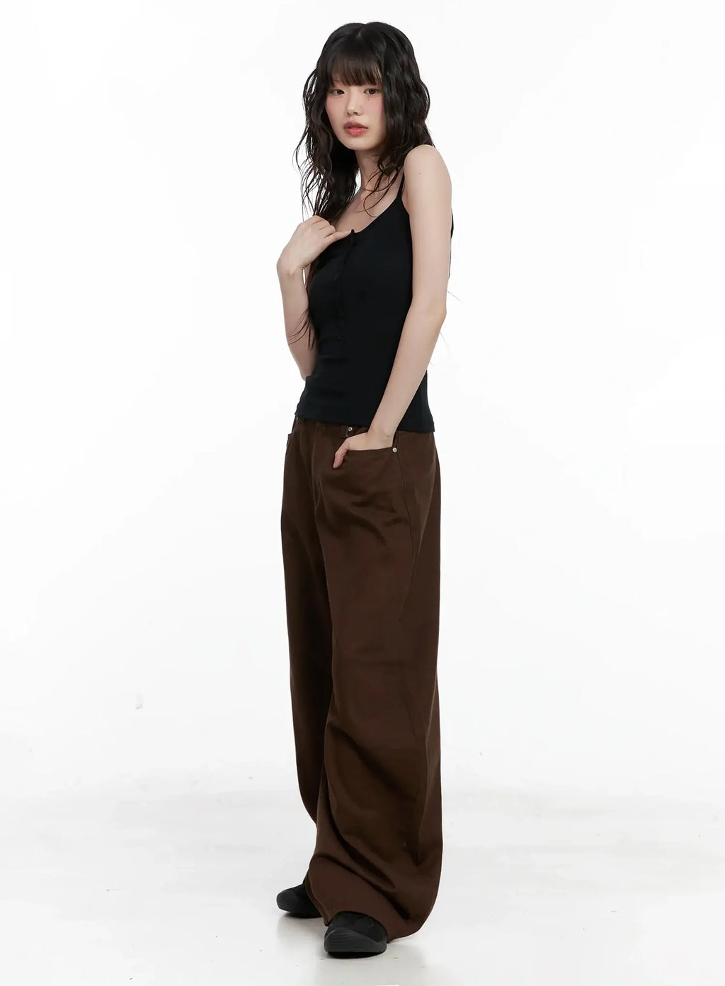 Ribbed Button Front Tank Top IL531