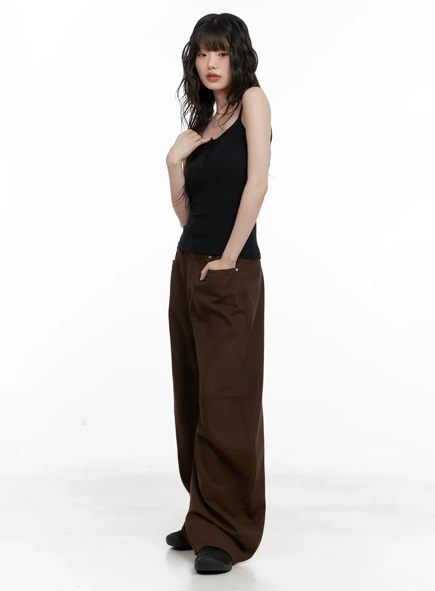 Ribbed Button Front Tank Top IL531