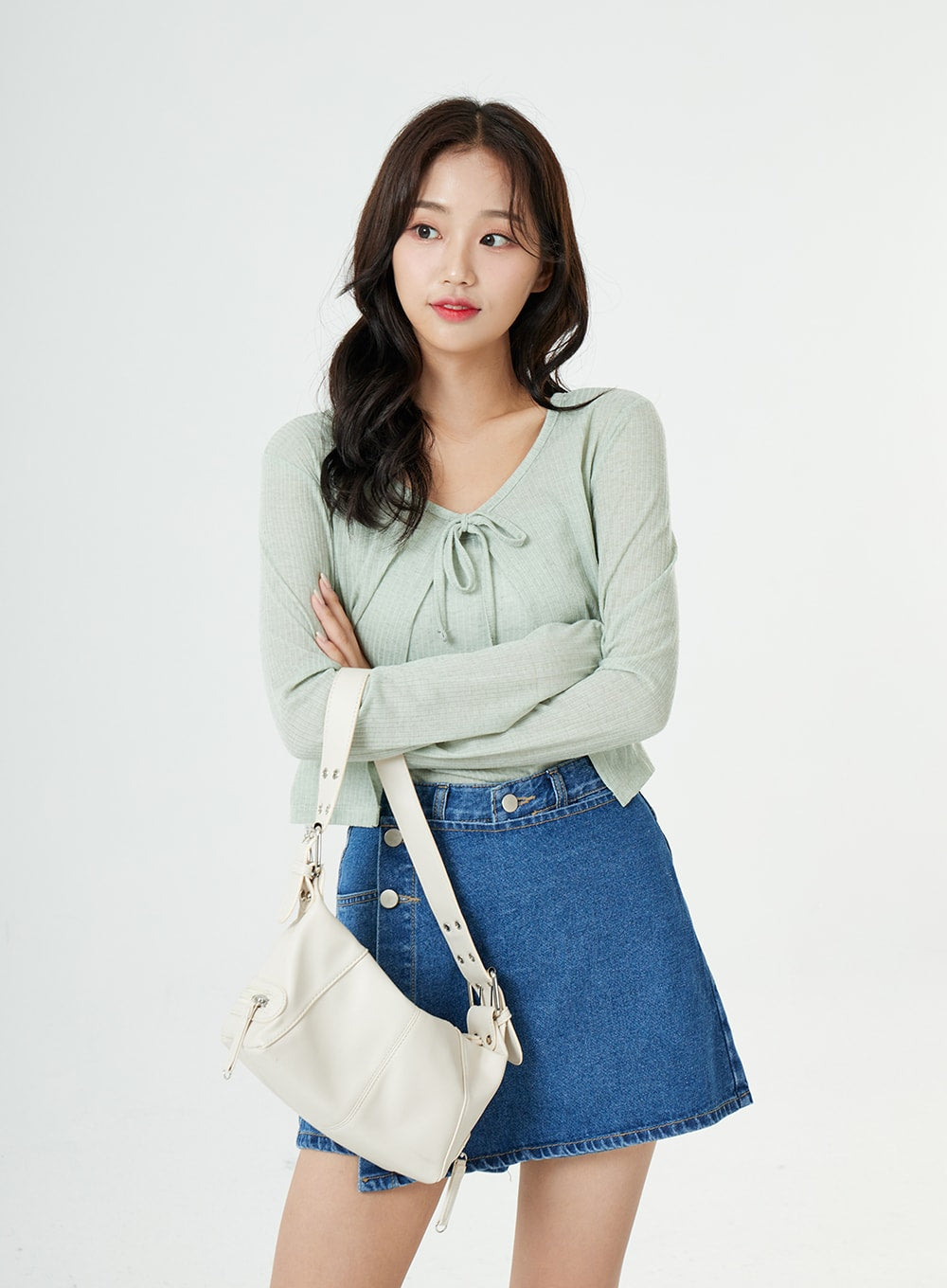 Button Wrap Cotton Denim Shorts BG25