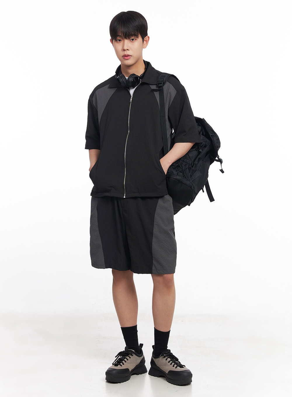 Men's Two-Tone Wide-Leg Shorts IY520