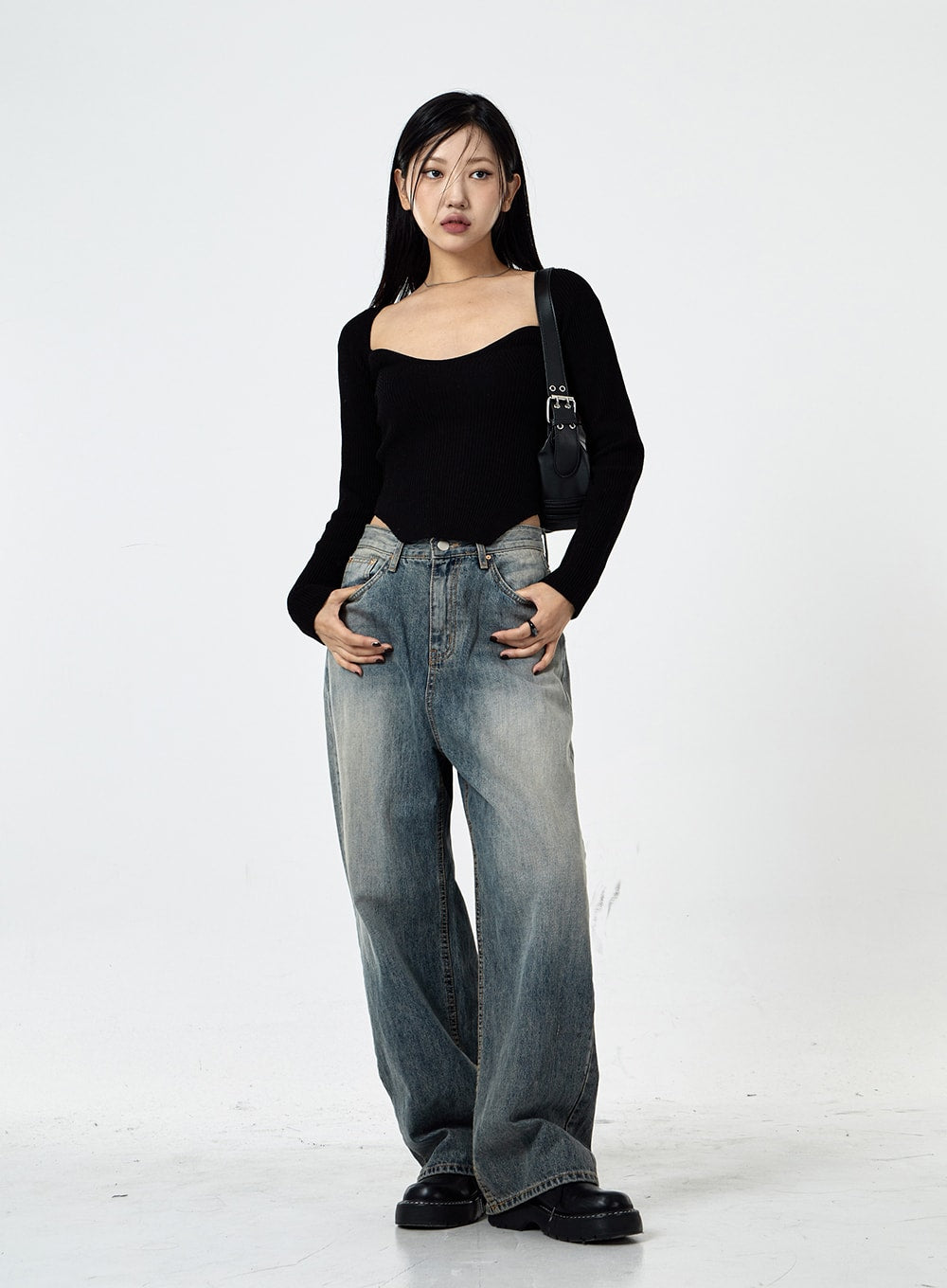 Wide Washed Jeans CS06