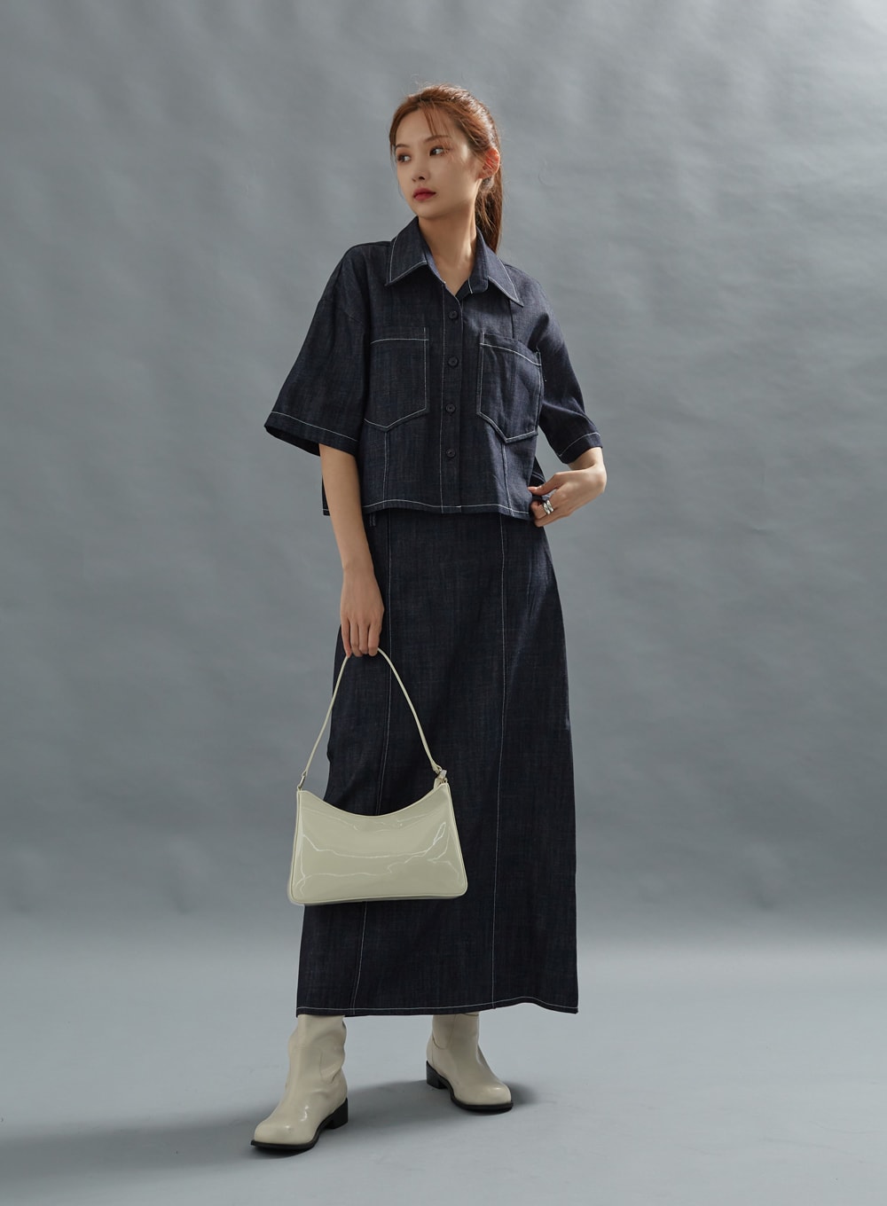 Stich Crop Short Sleeve Shirt CG01